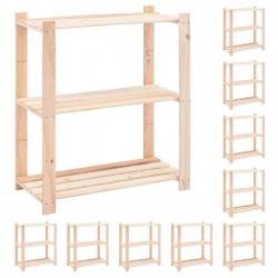 Étagères de rangement à 3 niveaux 10 pcs 80x38x90 cm Pin 150 kg