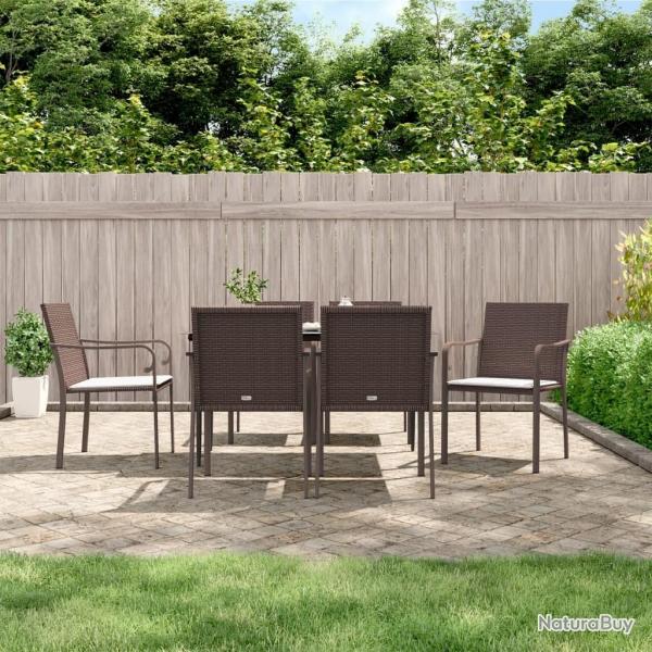Ensemble  manger de jardin 7 pcs coussins rsine tresse acier