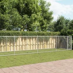 Cage pour chien avec porte gris 12x2x1,5 m acier galvanisé