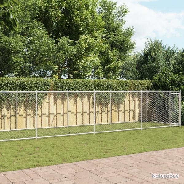 Cage pour chien avec porte gris 12x2x1,5 m acier galvanis