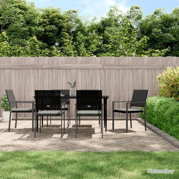 Ensemble  manger de jardin 7 pcs coussins rsine tresse acier
