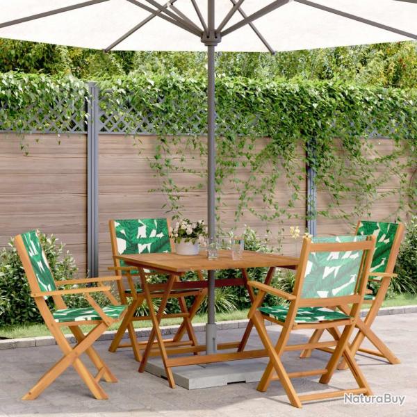 Ensemble  manger de jardin 5 pcs motif de feuilles tissu bois