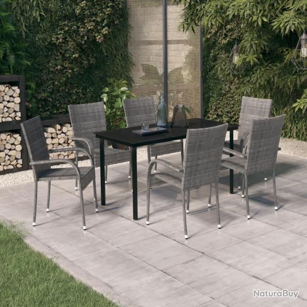 Ensemble  manger de jardin 7 pcs Gris et noir