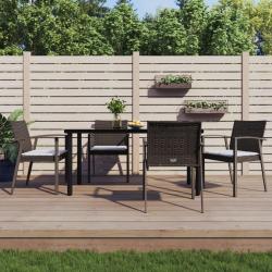 Ensemble à manger de jardin 5 pcs coussins résine tressée acier