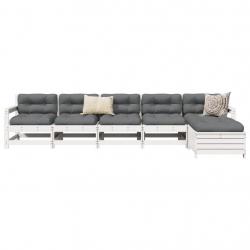 Salon de jardin 6 pcs blanc bois de pin massif