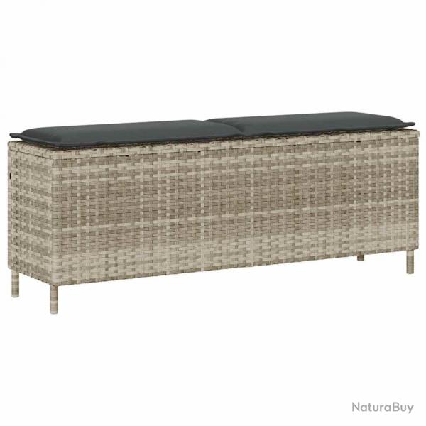 Banc de jardin coussin gris clair 110x30x40,5 cm rsine tresse