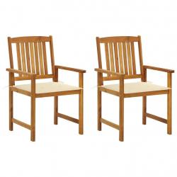 Chaises de jardin avec coussins lot de 2 Bois d'acacia massif