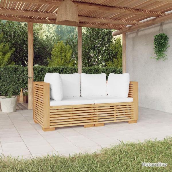 Canaps d'angle de jardin et coussins 2 pcs Bois teck massif
