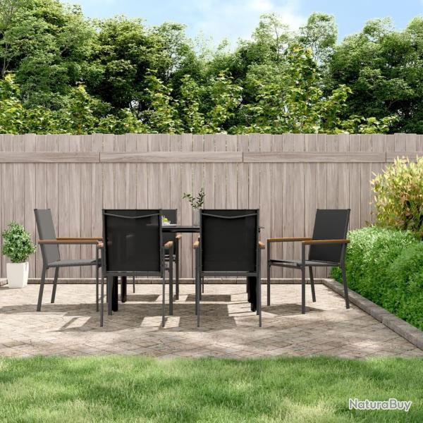 Ensemble  manger de jardin 7 pcs noir textilne et acier