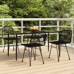 Ensemble à manger de jardin 5 pcs Noir Résine tressée