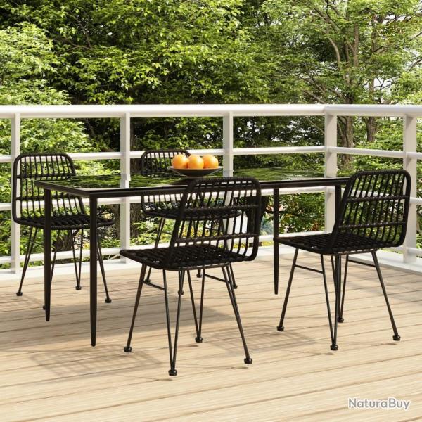 Ensemble  manger de jardin 5 pcs Noir Rsine tresse