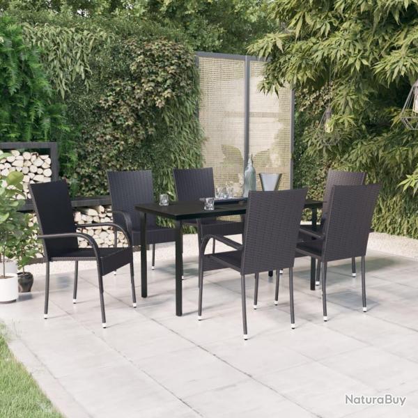 Ensemble  manger de jardin 7 pcs Noir