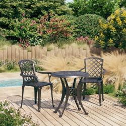 Ensemble de bistro 3 pcs Aluminium coulé Noir