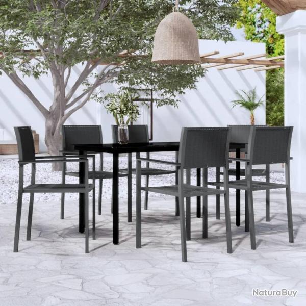 Ensemble  manger de jardin 7 pcs Noir