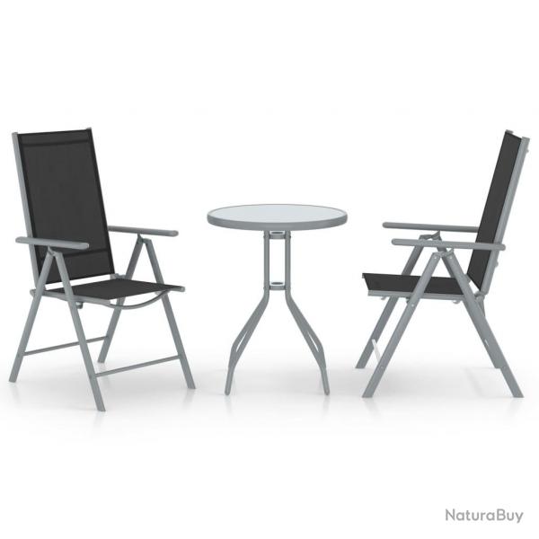 Ensemble de bistro 3 pcs aluminium et textilne argent