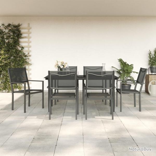 Ensemble  manger de jardin 7 pcs noir textilne et acier
