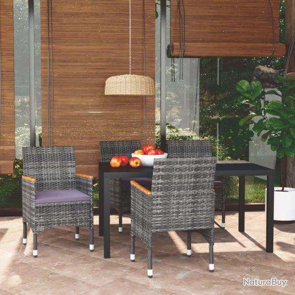 Ensemble  manger de jardin coussins 5pcs Rsine tresse Gris