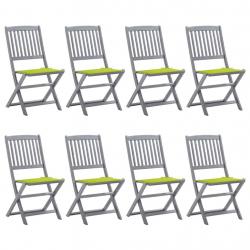 Chaises pliables d'extérieur lot de 8 et coussins Bois d'acacia