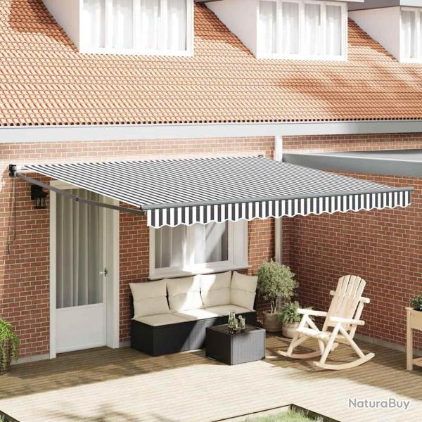 Auvent rtractable anthracite et blanc 4x3 m tissu et aluminium