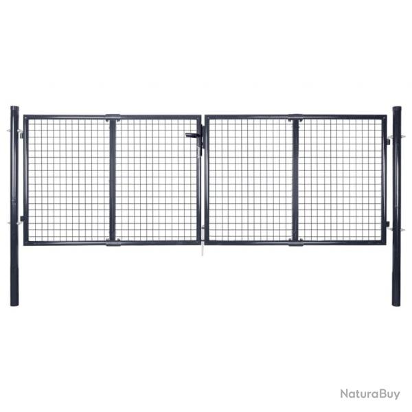 Portail en maille de jardin Acier galvanis 289x75 cm Gris