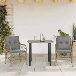 Ensemble de bistro 3 pcs coussins mélange beige résine tressée