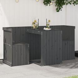 Set de balcon 2 places gris bois de pin massif