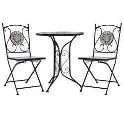 Mobilier de bistro 3 pcs mosaïque Carreaux céramiques Gris