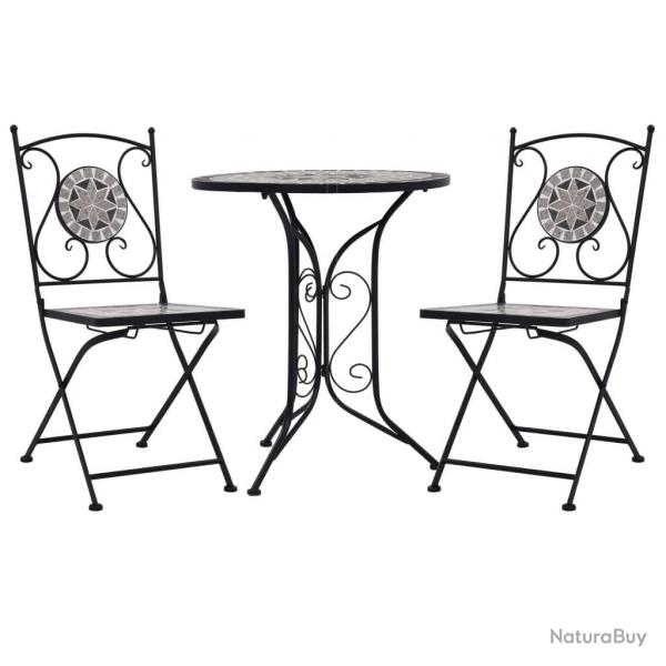 Mobilier de bistro 3 pcs mosaque Carreaux cramiques Gris