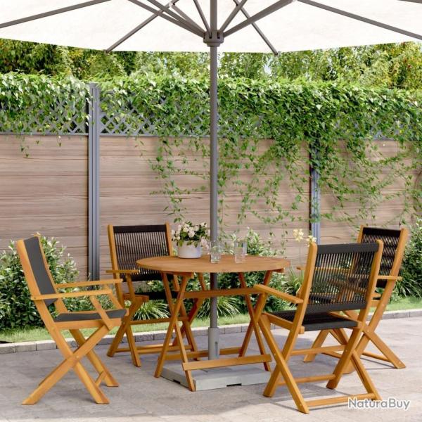 Ensemble  manger de jardin 5pcs noir polypropylne bois massif
