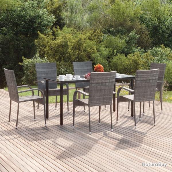 Ensemble  manger de jardin 7 pcs Gris Rsine tresse