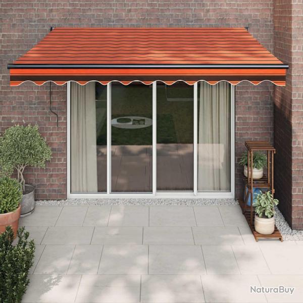 Auvent rtractable orange et marron 3x2,5 m tissu et aluminium