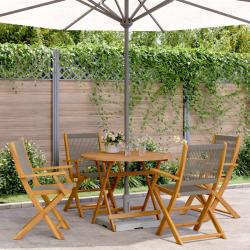 Ensemble à manger de jardin 5pcs gris polypropylène bois massif