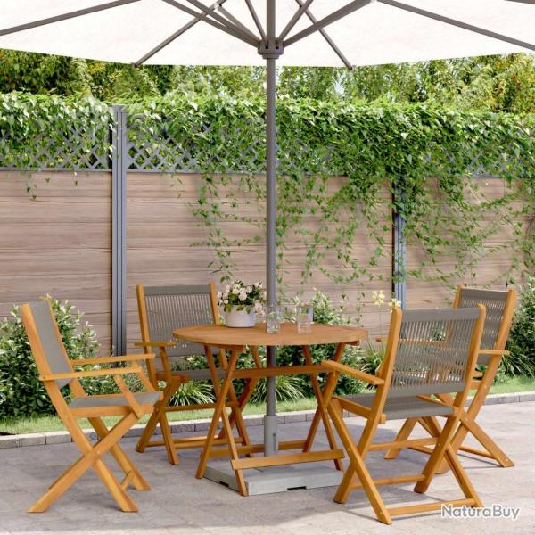 Ensemble  manger de jardin 5pcs gris polypropylne bois massif