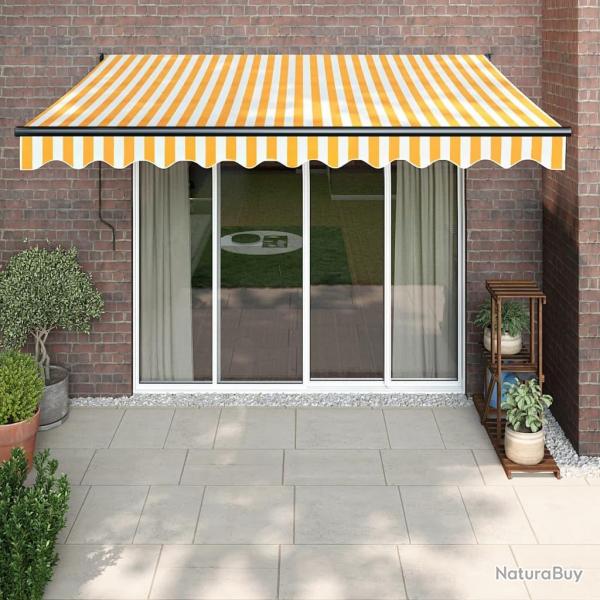 Auvent rtractable automatique jaune et blanc 3,5x2,5 m
