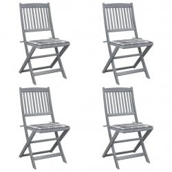 Chaises pliables d'extérieur lot de 4 et coussins Bois d'acacia