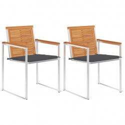 Chaises de jardin avec coussins lot de 2 Acacia solide et acier