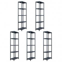 Étagères de rangement 5 pcs Noir 125 kg 60x30x180 cm Plastique