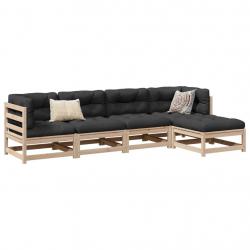 Salon de jardin 5 pcs bois de pin massif