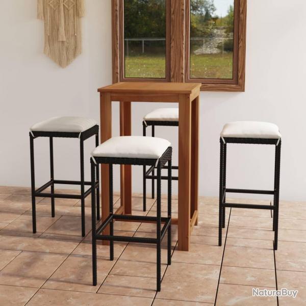 Ensemble de bar de jardin avec coussins 5 pcs Noir