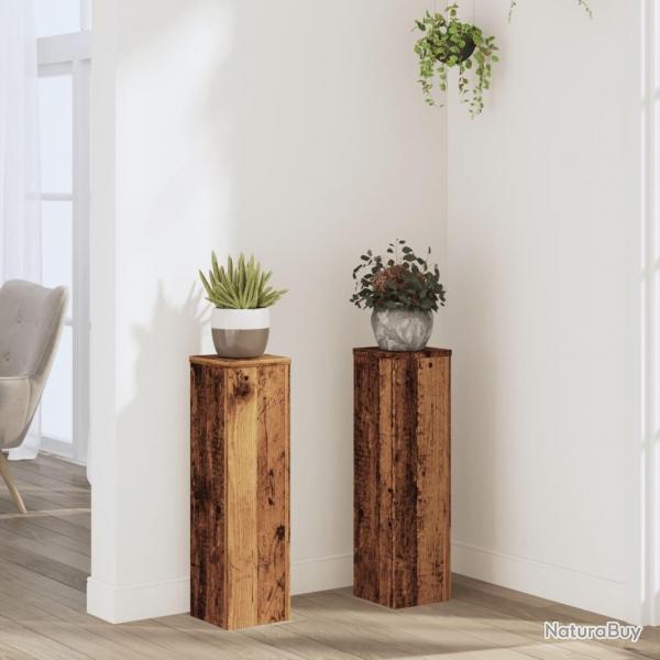 Supports pour plantes 2 pcs vieux bois bois d'ingnierie