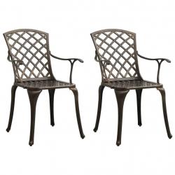 Chaises de jardin lot de 2 Aluminium coulé Bronze