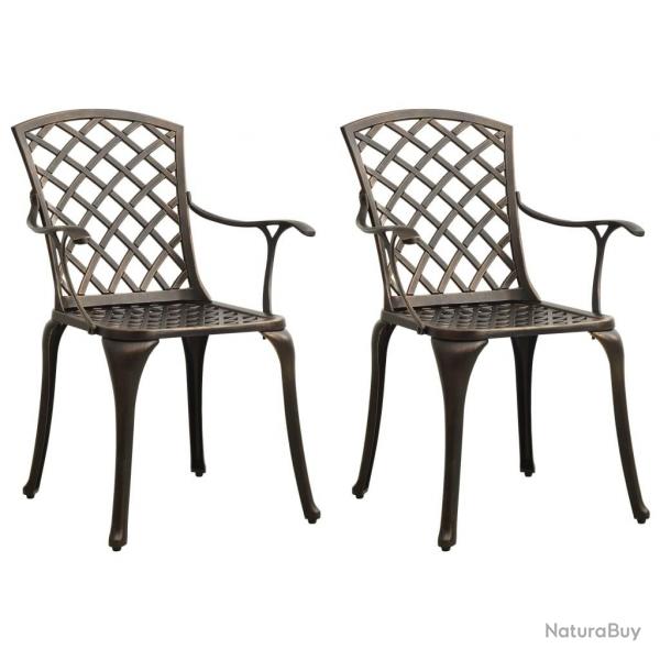Chaises de jardin lot de 2 Aluminium coul Bronze