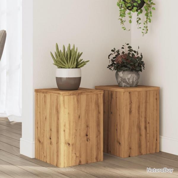 Supports pour plantes 2 pcs chne artisanal bois d'ingnierie
