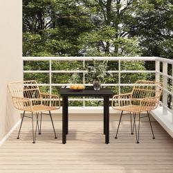 Ensemble à manger de jardin 3 pcs Résine tressée