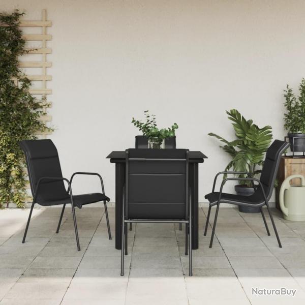 Ensemble  manger de jardin 5 pcs noir textilne et acier