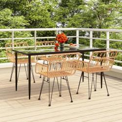 Ensemble à manger de jardin 5pcs Résine tressée