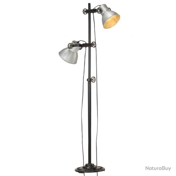 Lampadaire avec 2 abat-jour Argent E27 Fonte