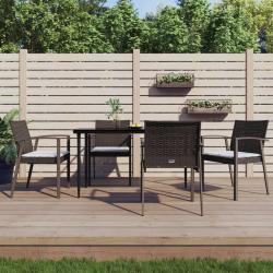 Ensemble à manger de jardin 5 pcs coussins résine tressée acier