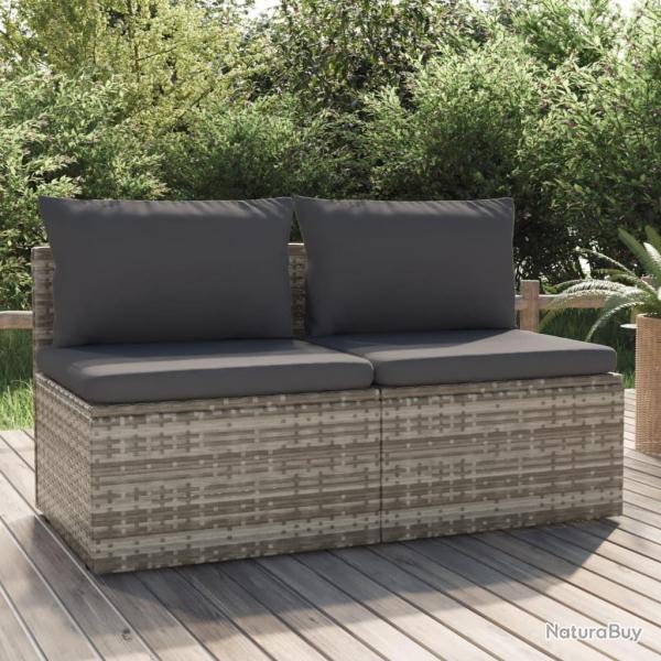 Canap de jardin 2 places avec coussins Gris Rsine tresse
