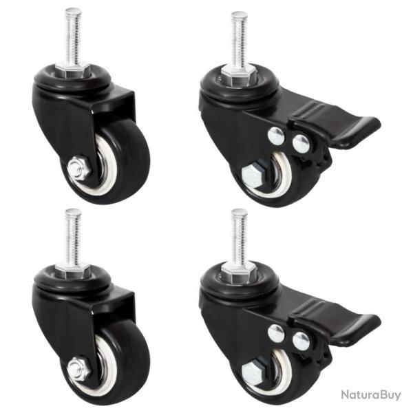 Roues pour jardinire 4 pcs noir 8x3,5x8 cm fer